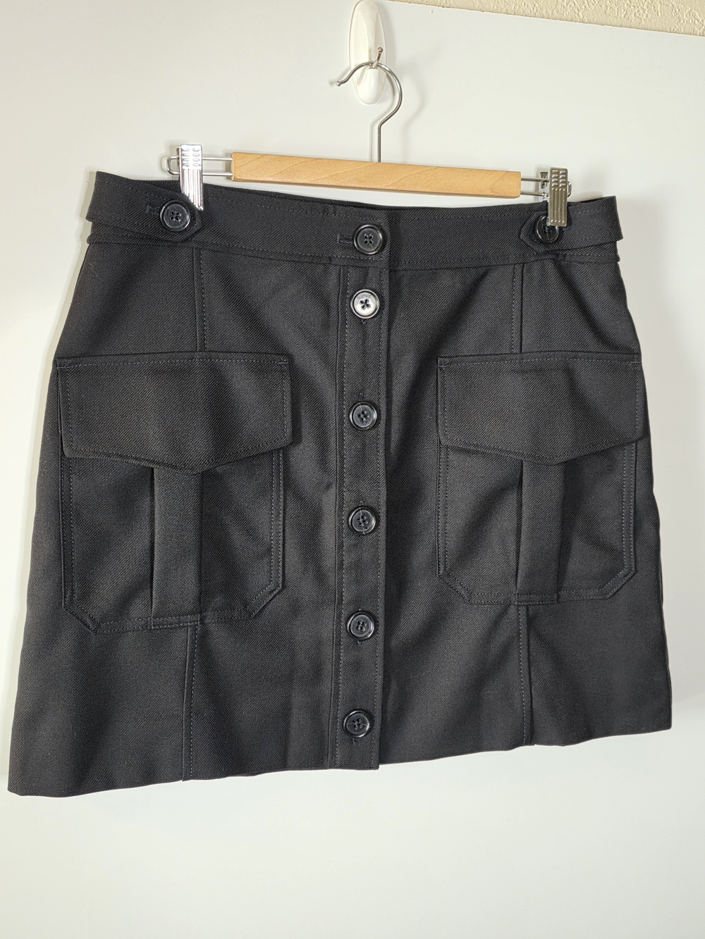 Banana Republic Black Button-Front Utility Mini Skirt Size 14 Tall